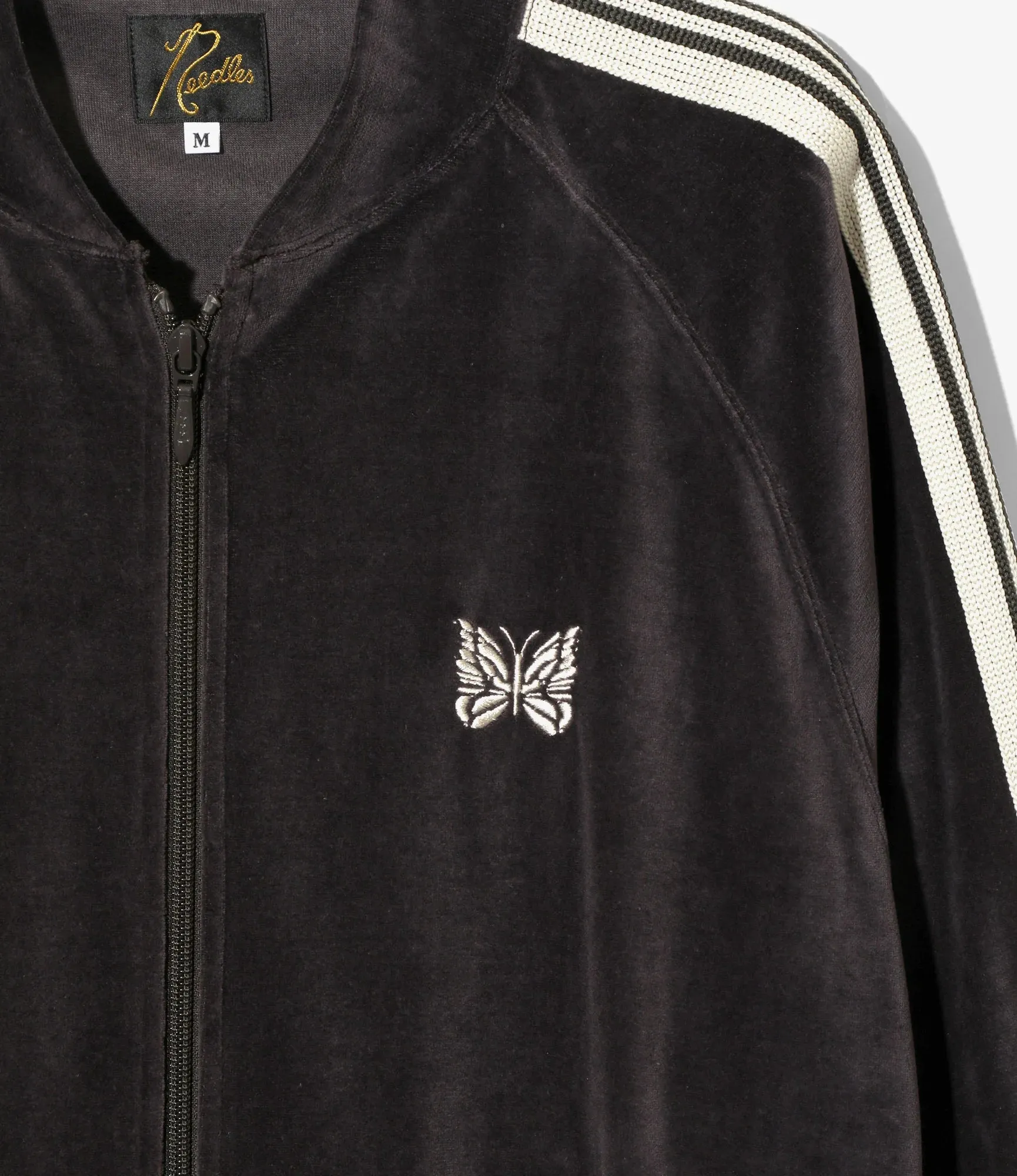 Fall Mood Mesh Glow RIB COLLAR TRACK JACKET VELOUR - CHARCOAL