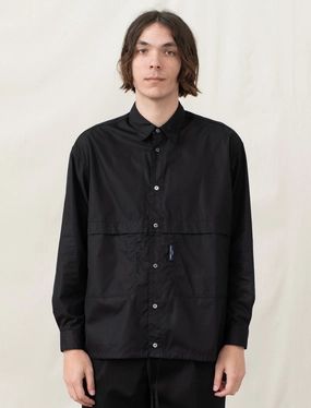 Black Cotton Shirt LayeredCollar