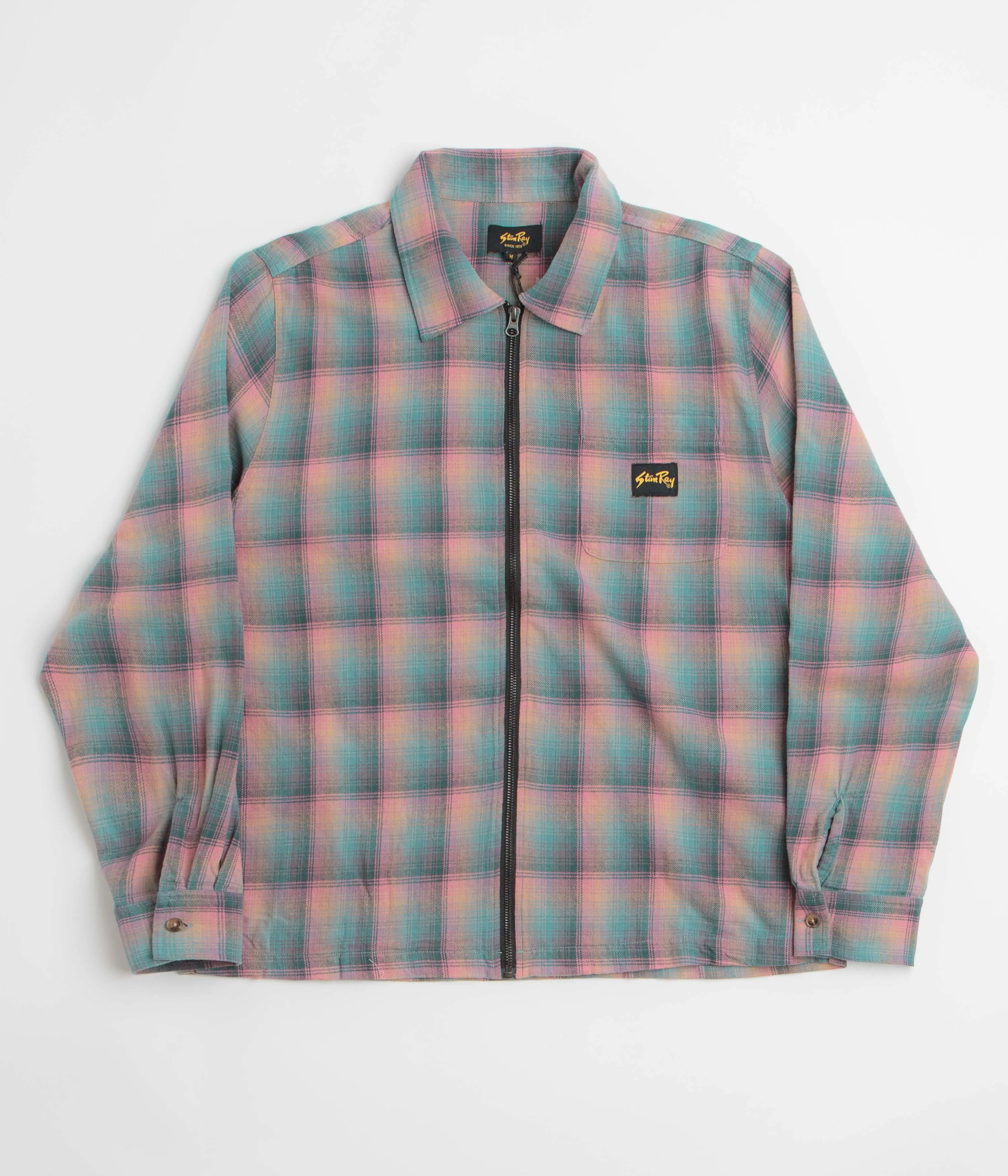 Anniversary Celebration Stan Ray Zip Shirt - Pink / Teal Plaid
