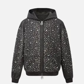 PressureRelief Seams CASHEW BLOSSOM PEARL ZIPPER HOODIE - BLACK