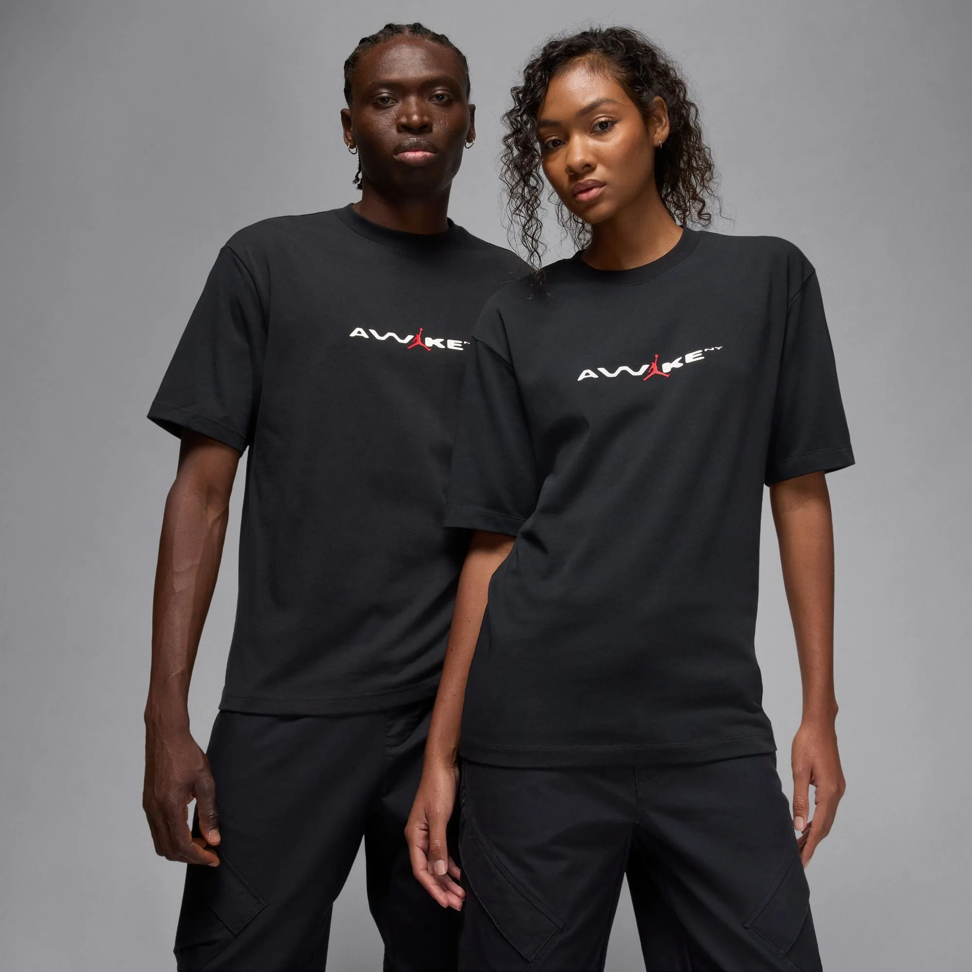 AWAKE NY X JORDAN S/S TEE "BORO" - BLACK MicroPerforatedTexture Linen Soul
