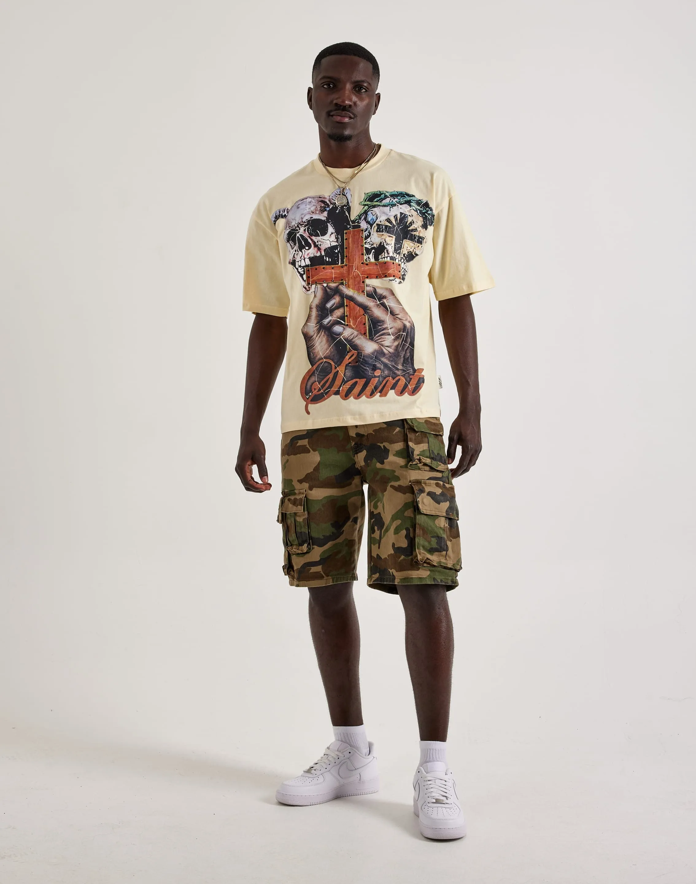 BKYS Saint Cross Cropped Tee Evening Glow