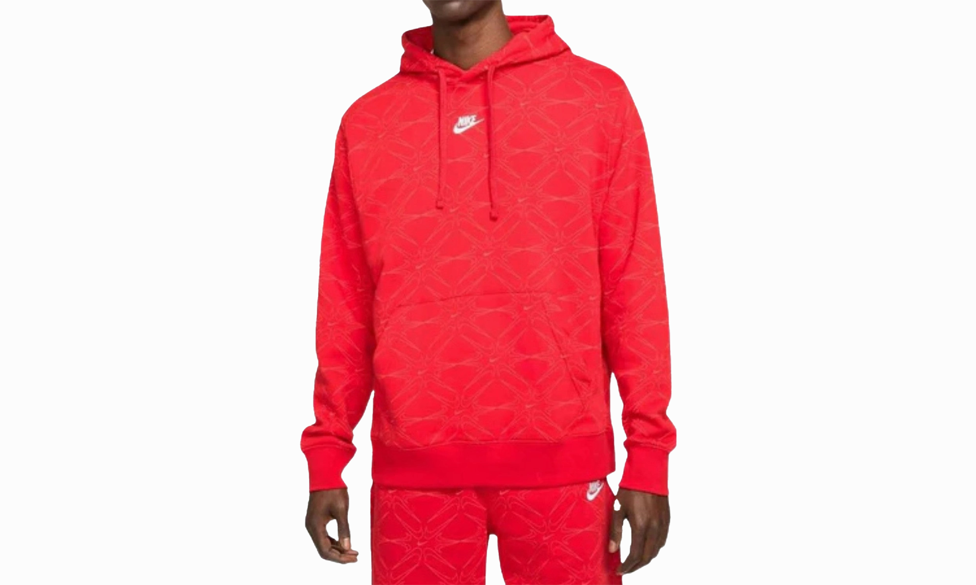 Aop Gel Fleece Pullover Hoodie Mens Style "Red/White"