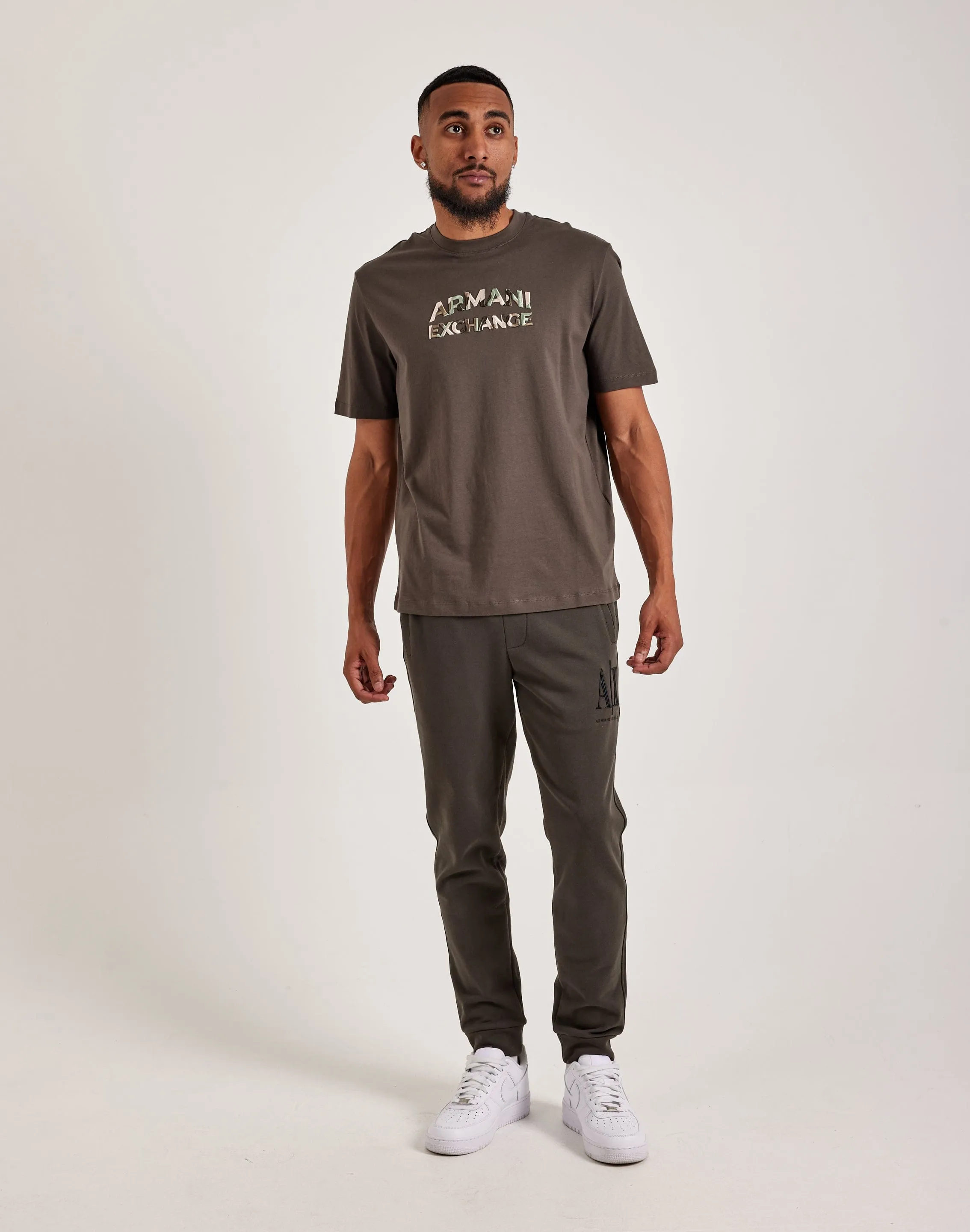 Armani Exchange Icon Logo Sweatpants DoubleLayeredHem Web Glow