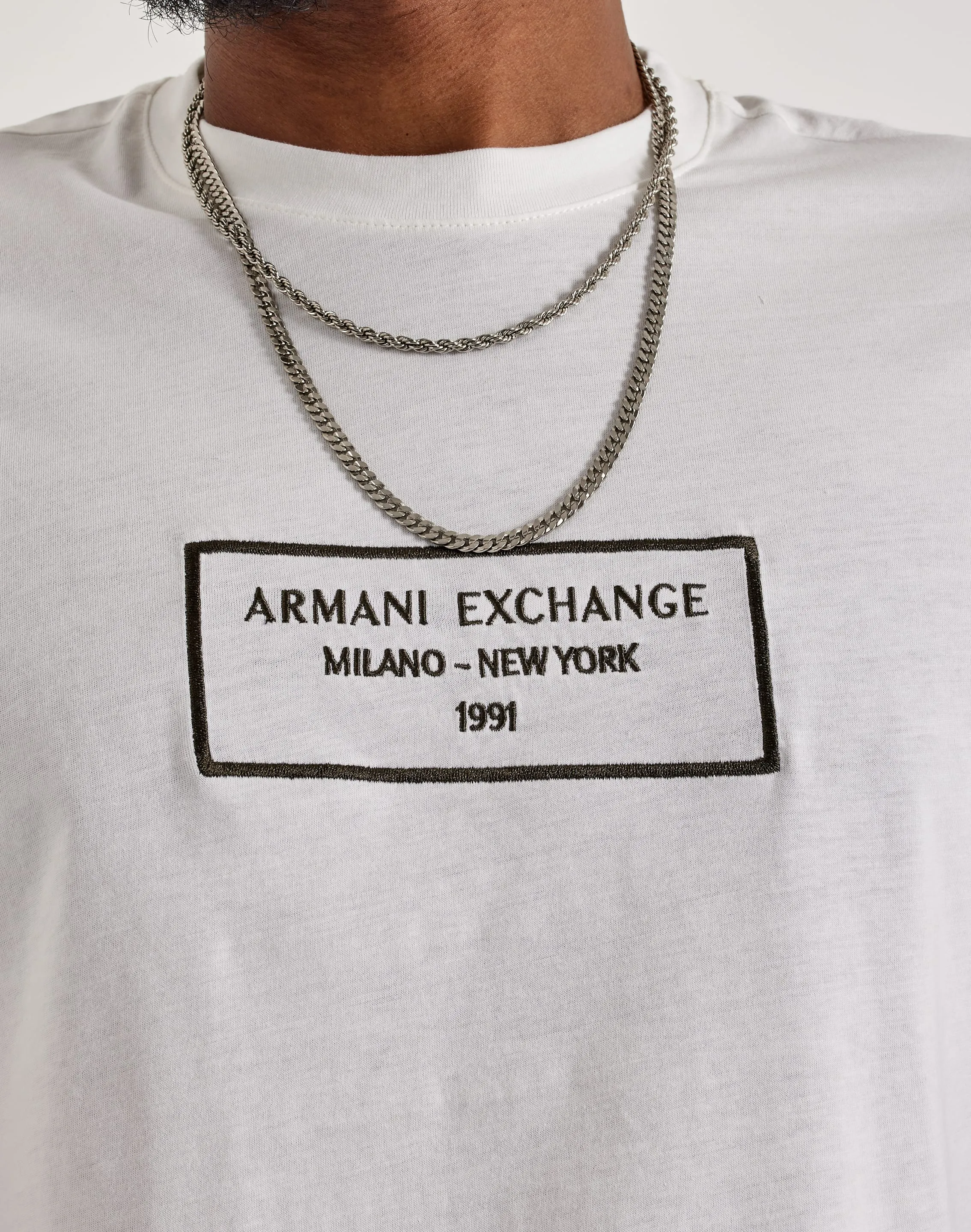 Armani Exchange Milano Box Logo Tee Lift Mode StainRepellentSurface