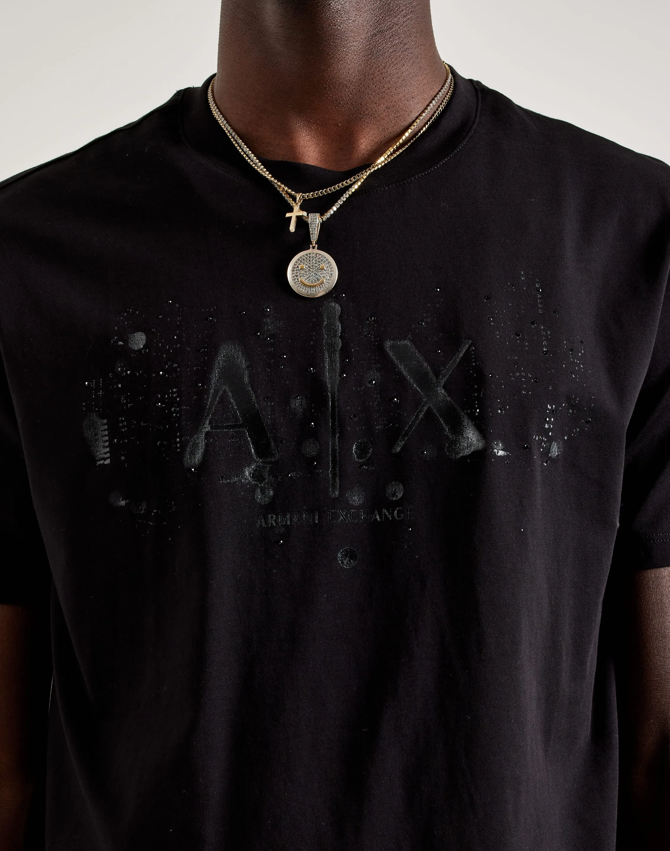 Durable Reinforced Edges Armani Exchange Paint Splatter Logo Tee