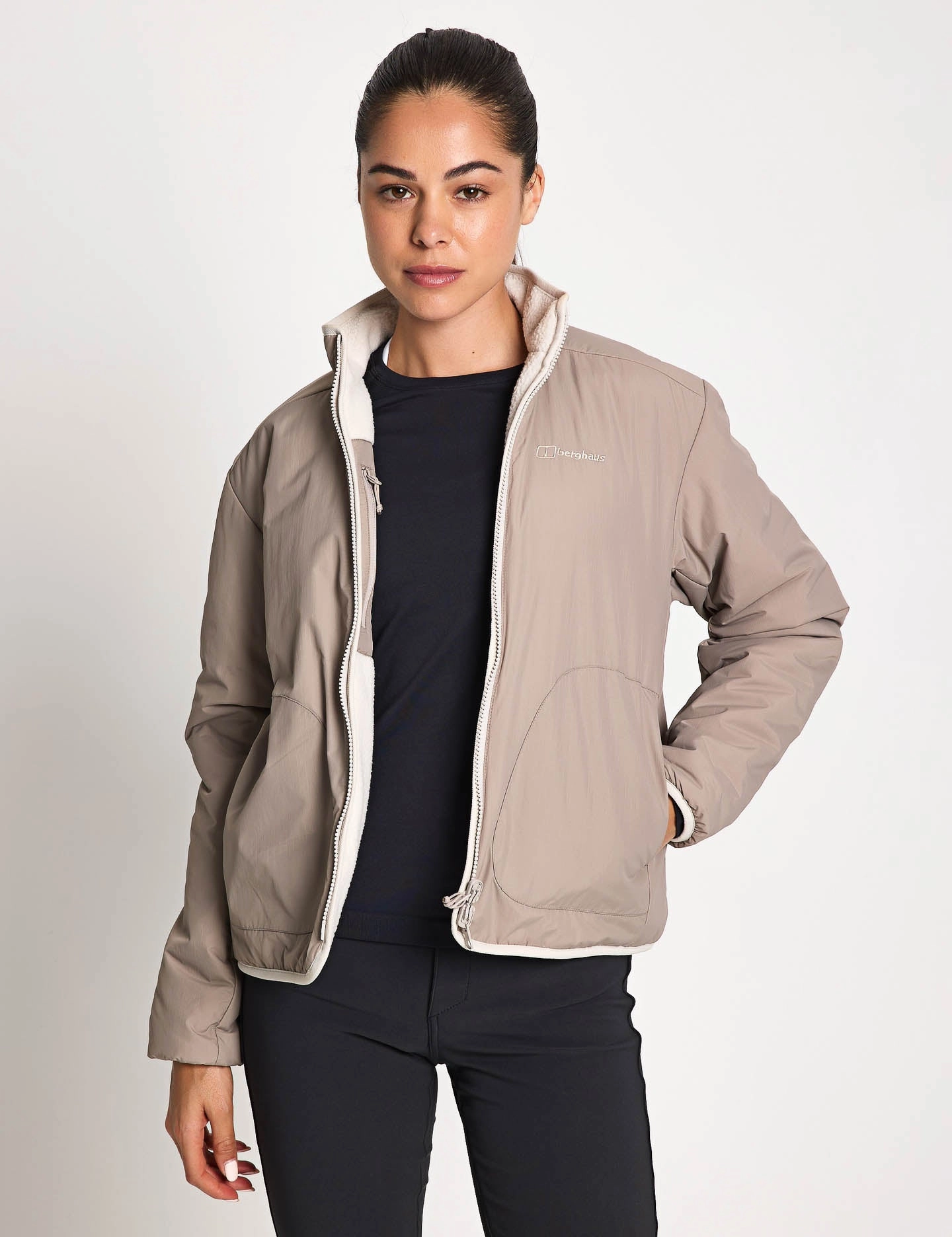 Nylon Shell Construction Classic Zip Up Asperton Reversible Jacket - Char/Stone