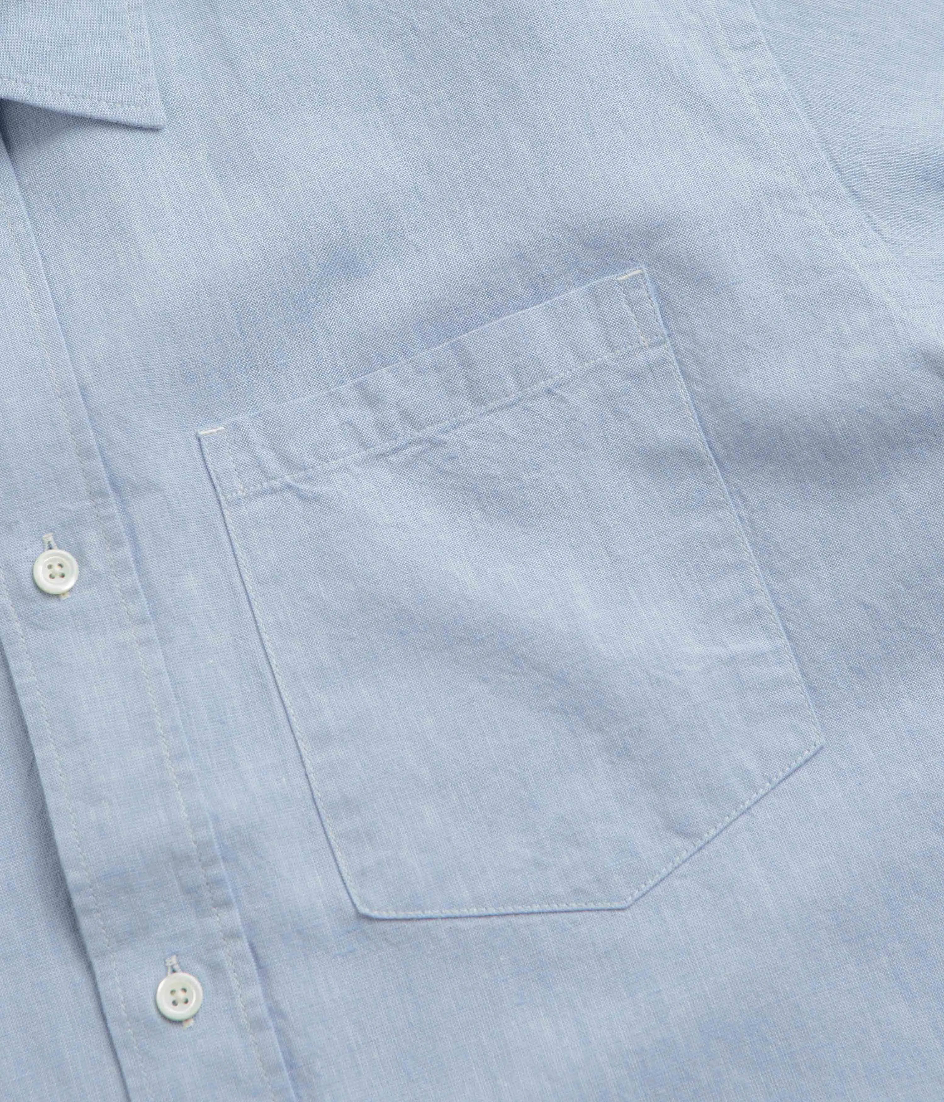Norse Projects Ivan Relaxed Cotton Linen Short Sleeve Shirt - Pale Blue Oversized Fit