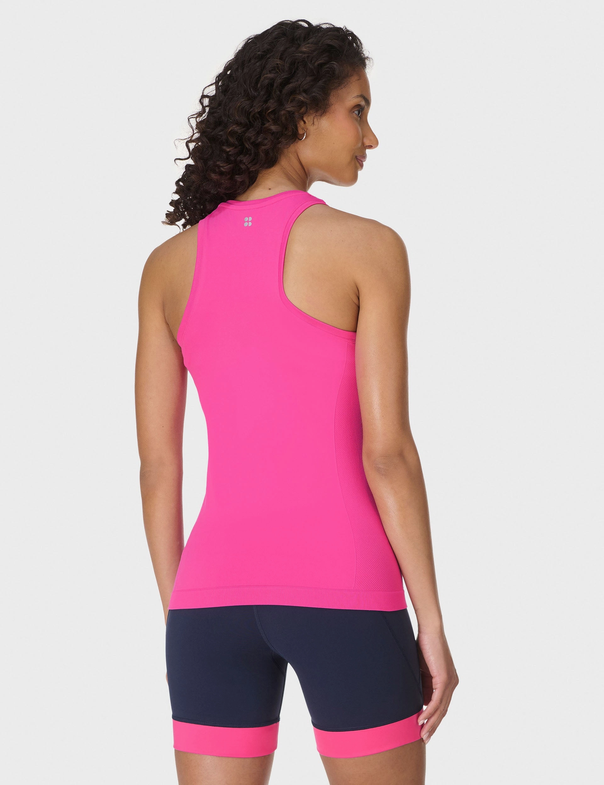 Ventilated Back medium - scale Athlete Seamless Gym Vest - Fuchsia Pink