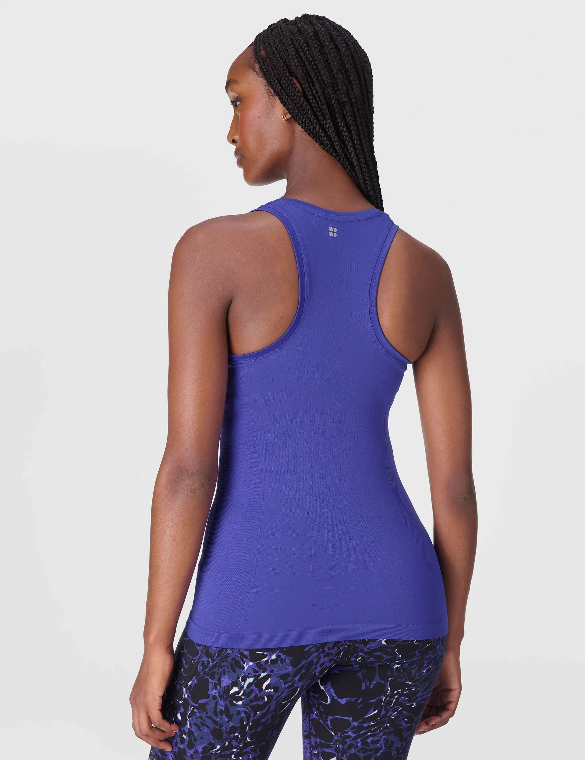Sweat Resistant Inner Layer Light Soft Athlete Seamless Workout Vest - Rich Blue