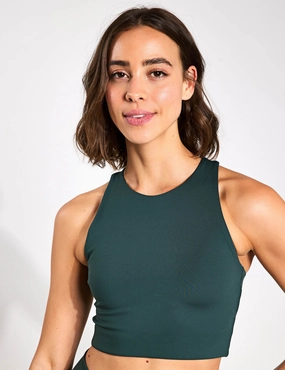 Dylan Bra - Moss Reinforced Stitching Ribbed cuffs seams