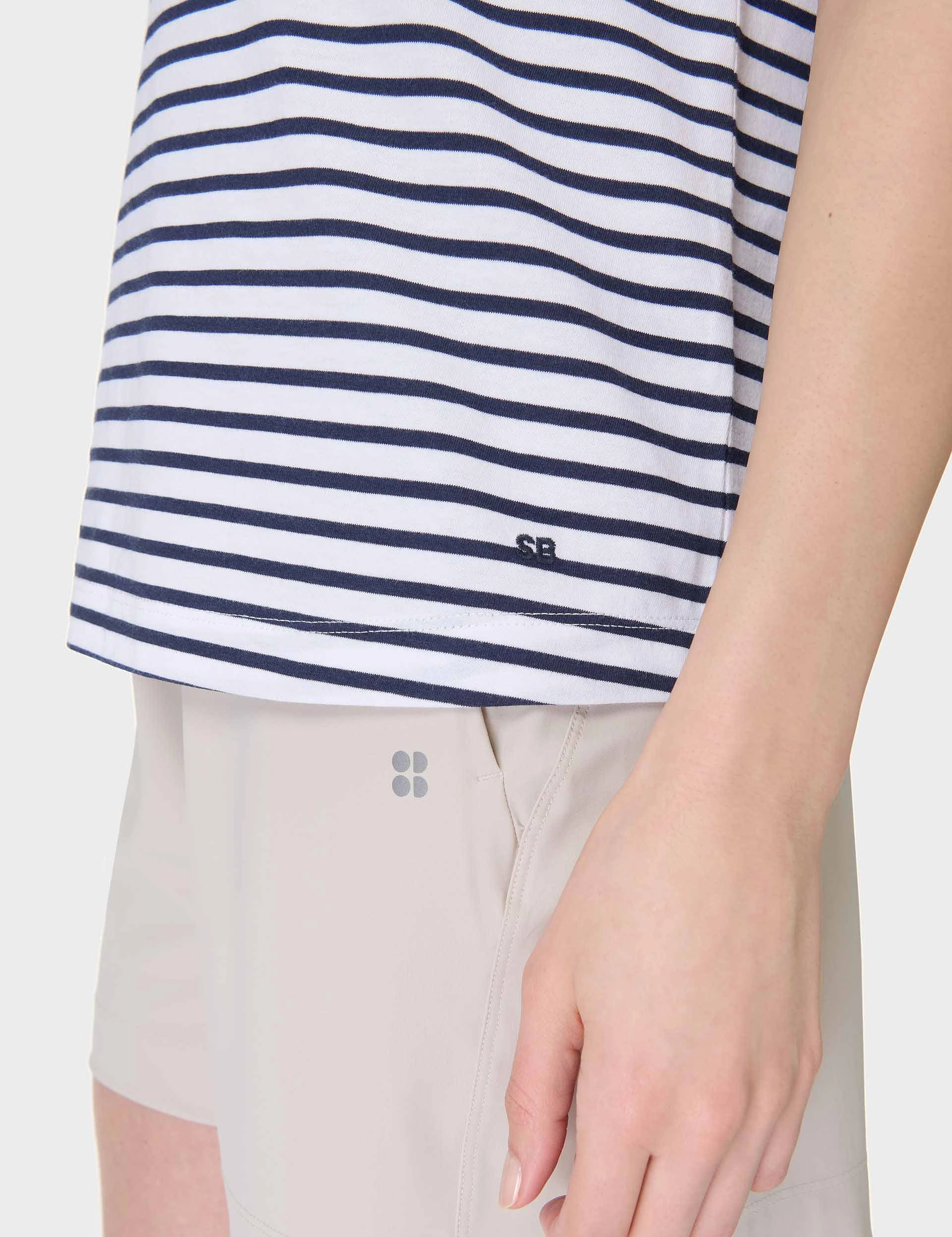 Essential Sleeveless Vest - White Navy Stripe QuickRelease Closure