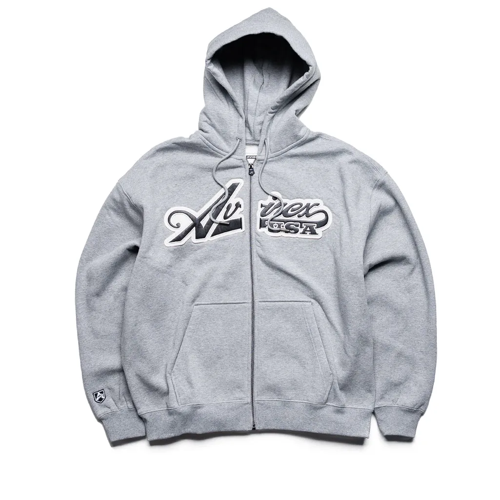 Adjustable drawstring Avirex Script Hoodie - Heather Grey