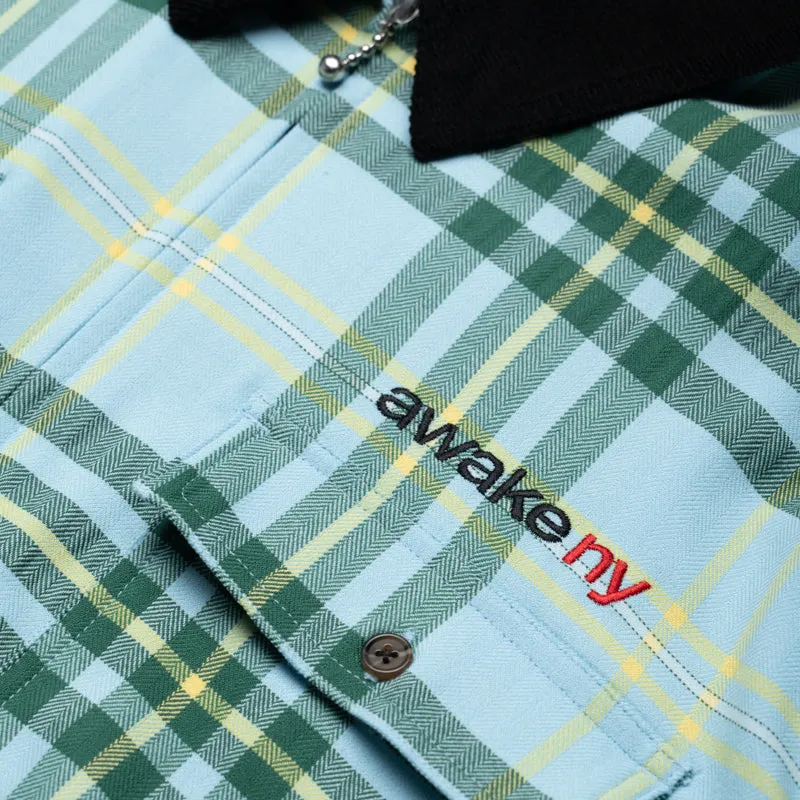 Abstract art Awake NY Plaid Flannel Shirt - Turquoise