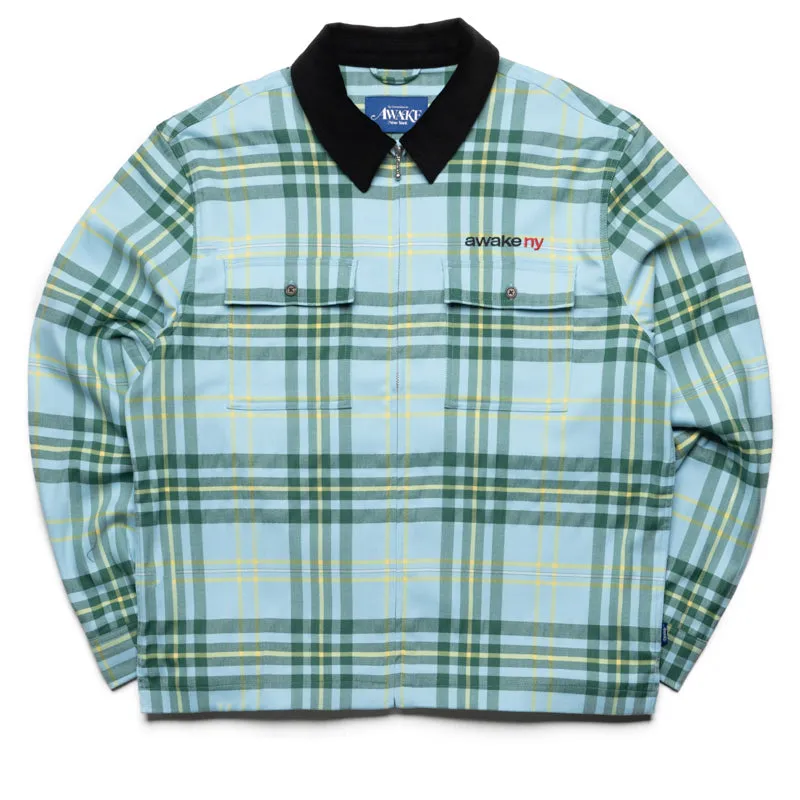 Awake NY Plaid Flannel Shirt - Turquoise Abrasion Resistant Edging Unisex Option