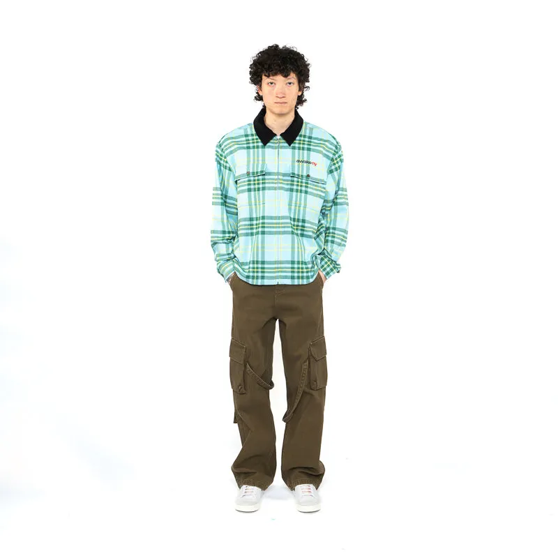 Trendy Fashion Awake NY Plaid Flannel Shirt - Turquoise