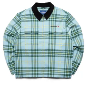 Awake NY Plaid Flannel Shirt - Turquoise Abrasion Resistant Edging Unisex Option