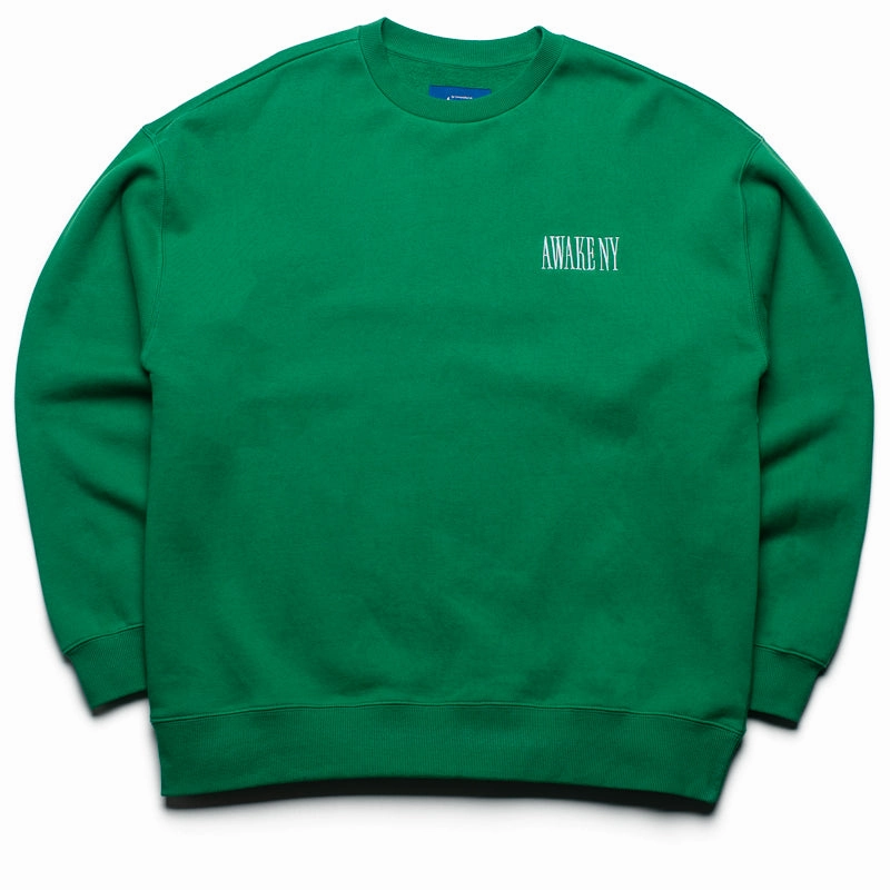 Awake NY Spire Logo Embroidered Crewneck - Green