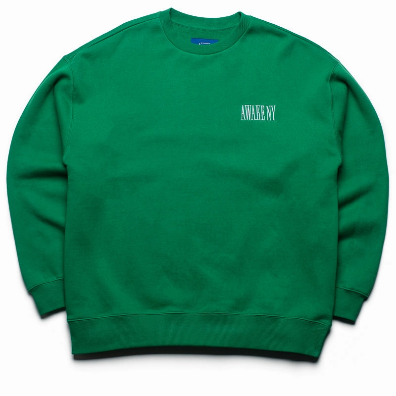 Airflow Mesh Panels Story Mood Awake NY Spire Logo Embroidered Crewneck - Green