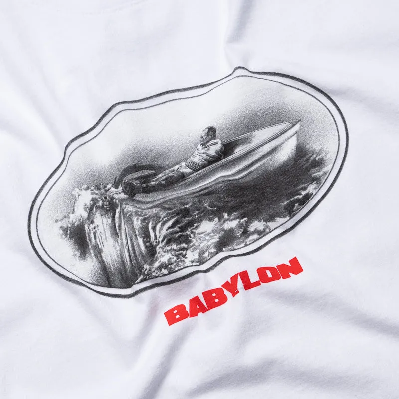 Babylon Tied Down Tee - White Workout office scene