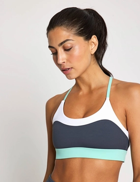 Comfortable Strap Limitless Sports Bra - Charcoal/Teal