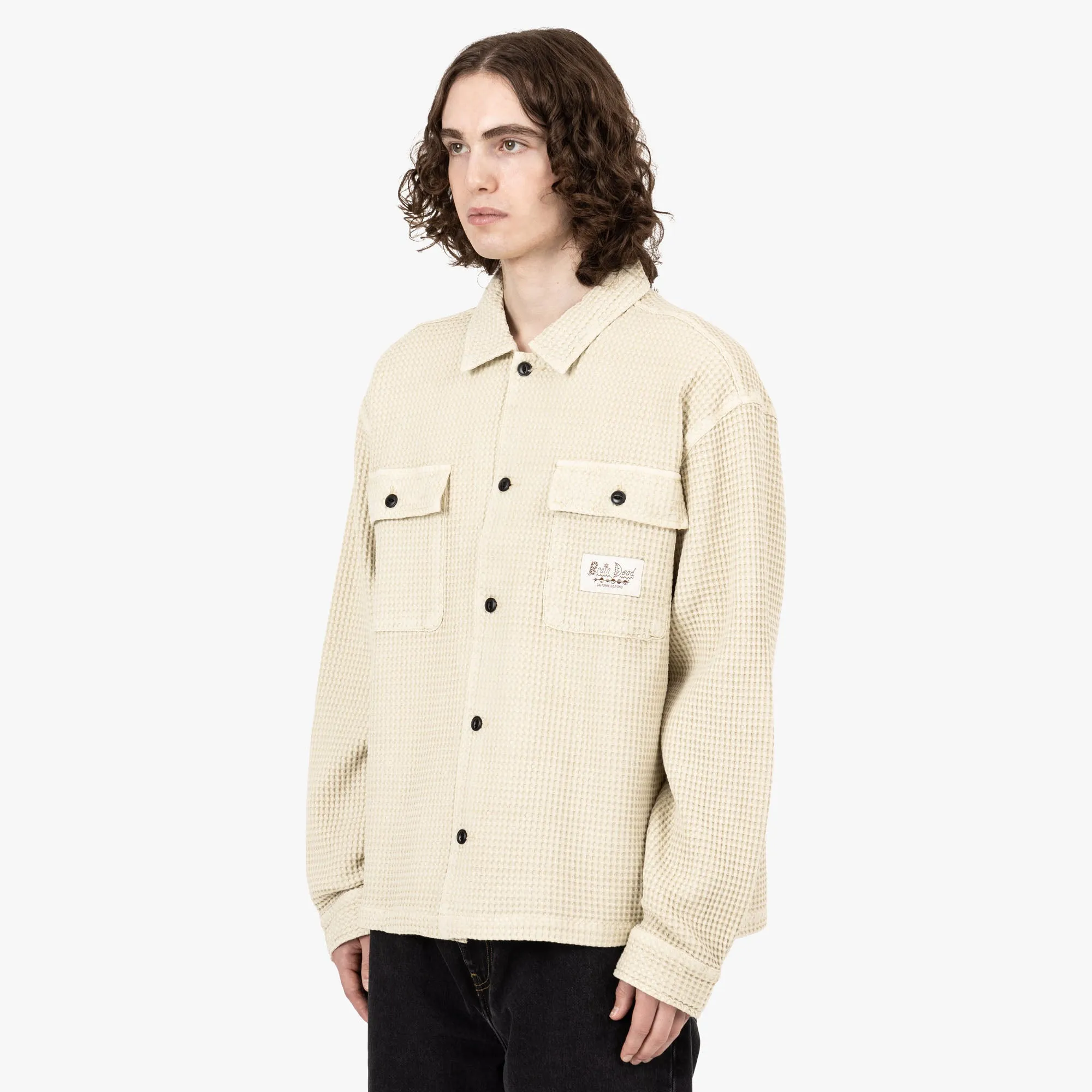Brain Dead Waffle Button Front Shirt / Tan Tall friendly garden party