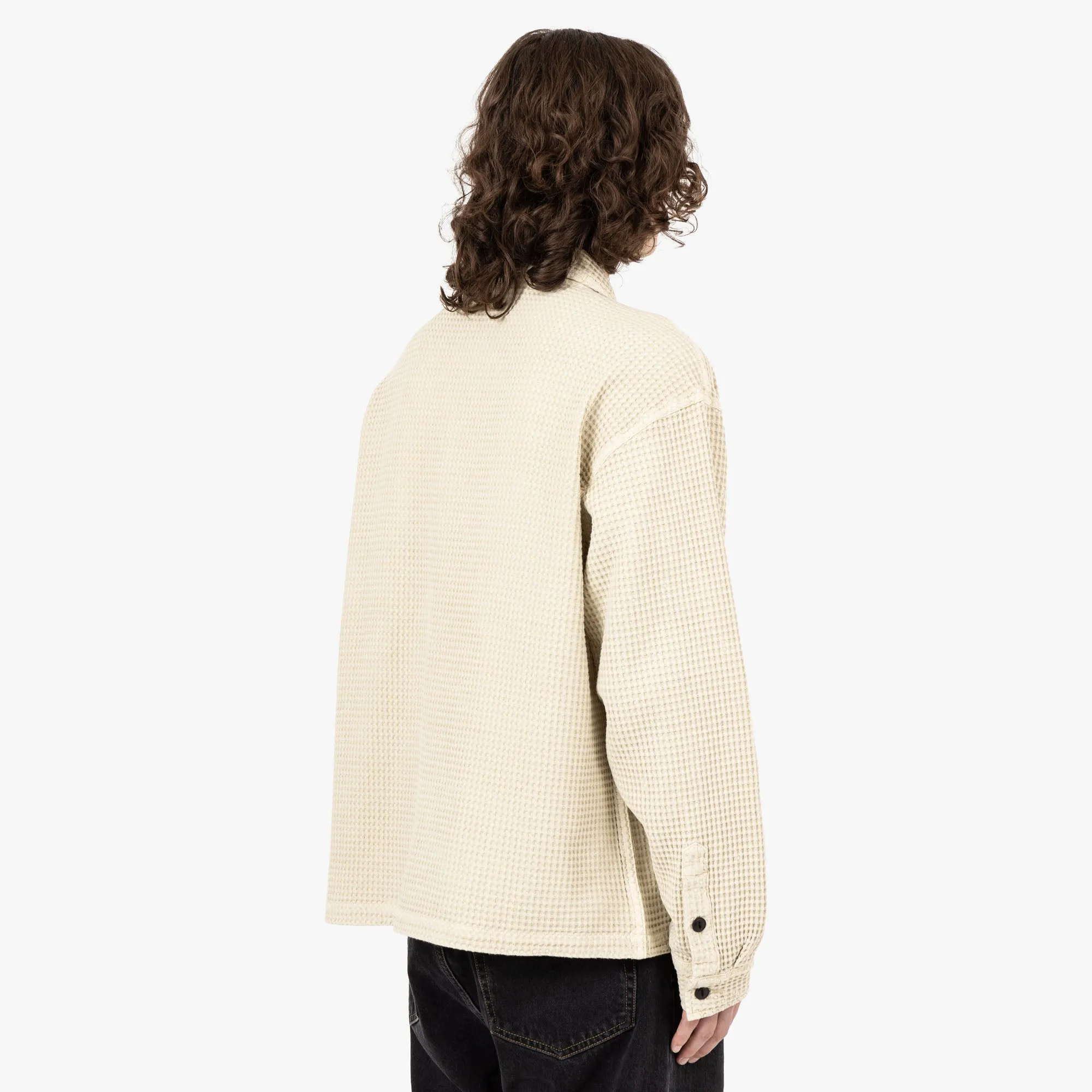 Brain Dead Waffle Button Front Shirt / Tan high-low hem Versatile Style