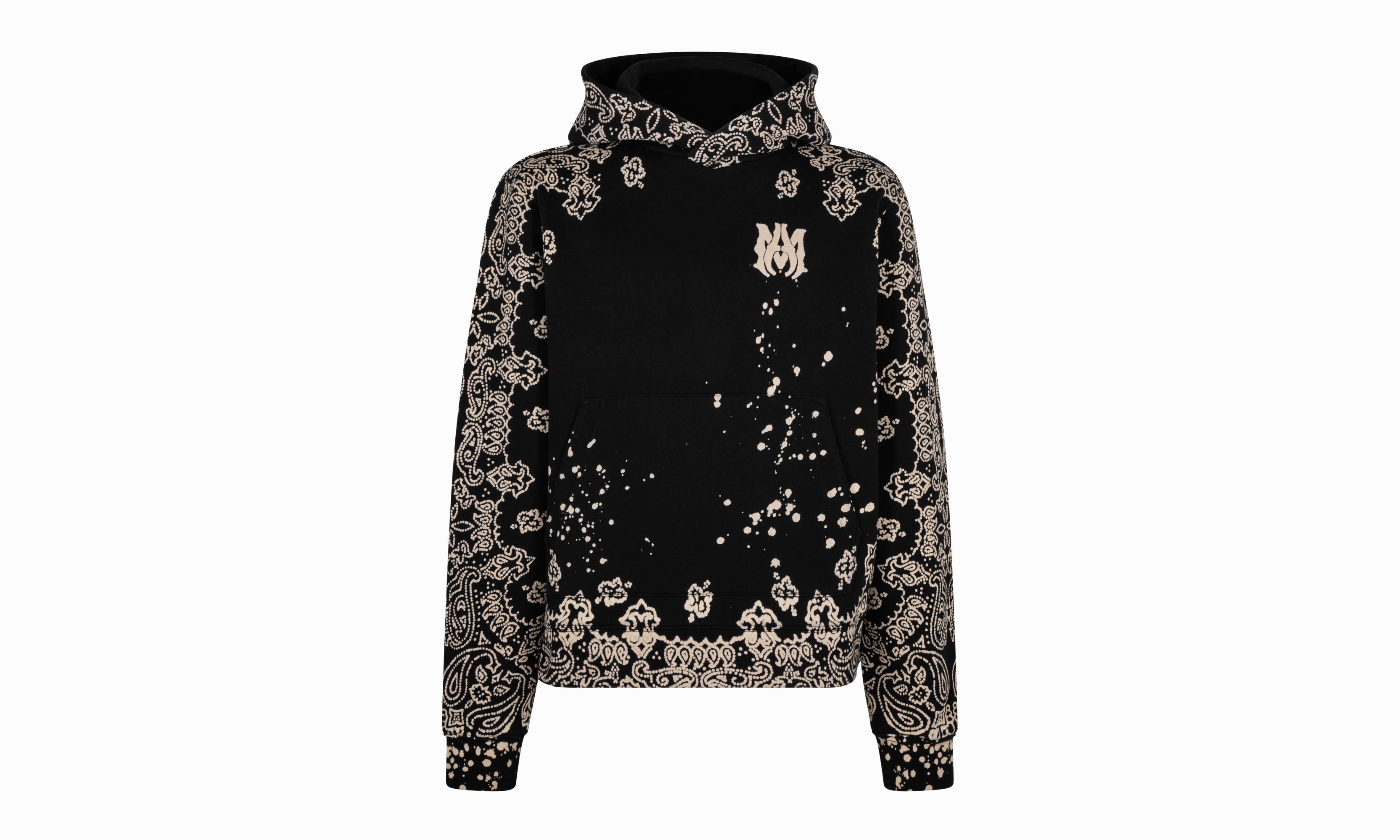 BANDANA BLEACH ALL OVER HOODIE "Black"