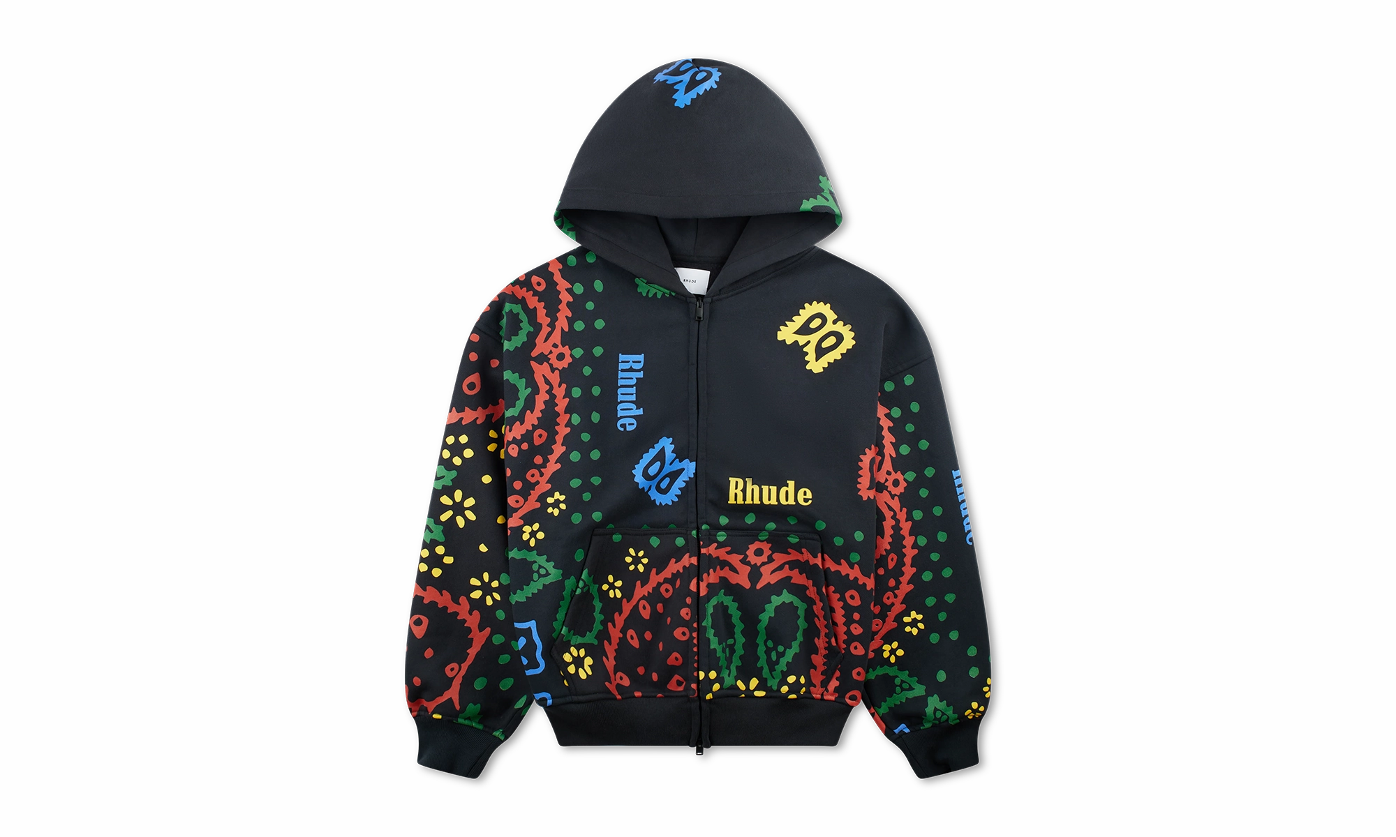 BANDANA PRINT FULL-ZIP HOODIE VTG "Black"
