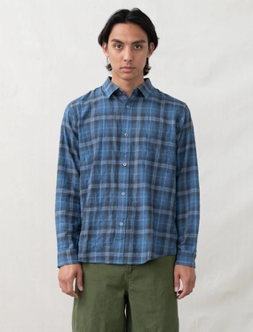 Compact Thermal Insulation ThermalRegulationLayer Beach Plaid Shirt (Blue)