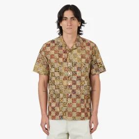 BEAMS PLUS Open Collar Short Sleeve Shirt Block Print / Paisley Flexible Material