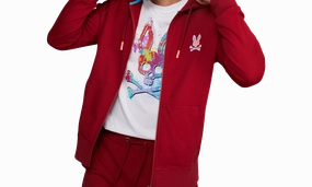 Bennett Full Zip Mulled Wine Men's Hoodie "Red"