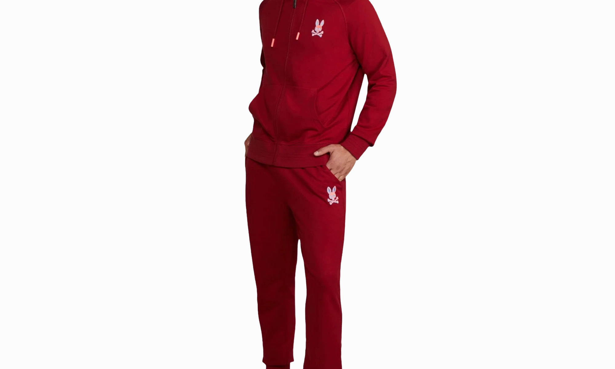 Bennett Full Zip Mulled Wine Men's Hoodie "Red"