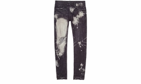Unisex Attire Beach Day Minimalist Style Youth Style Big Bleach Blowout Skinny Jeans "Black"