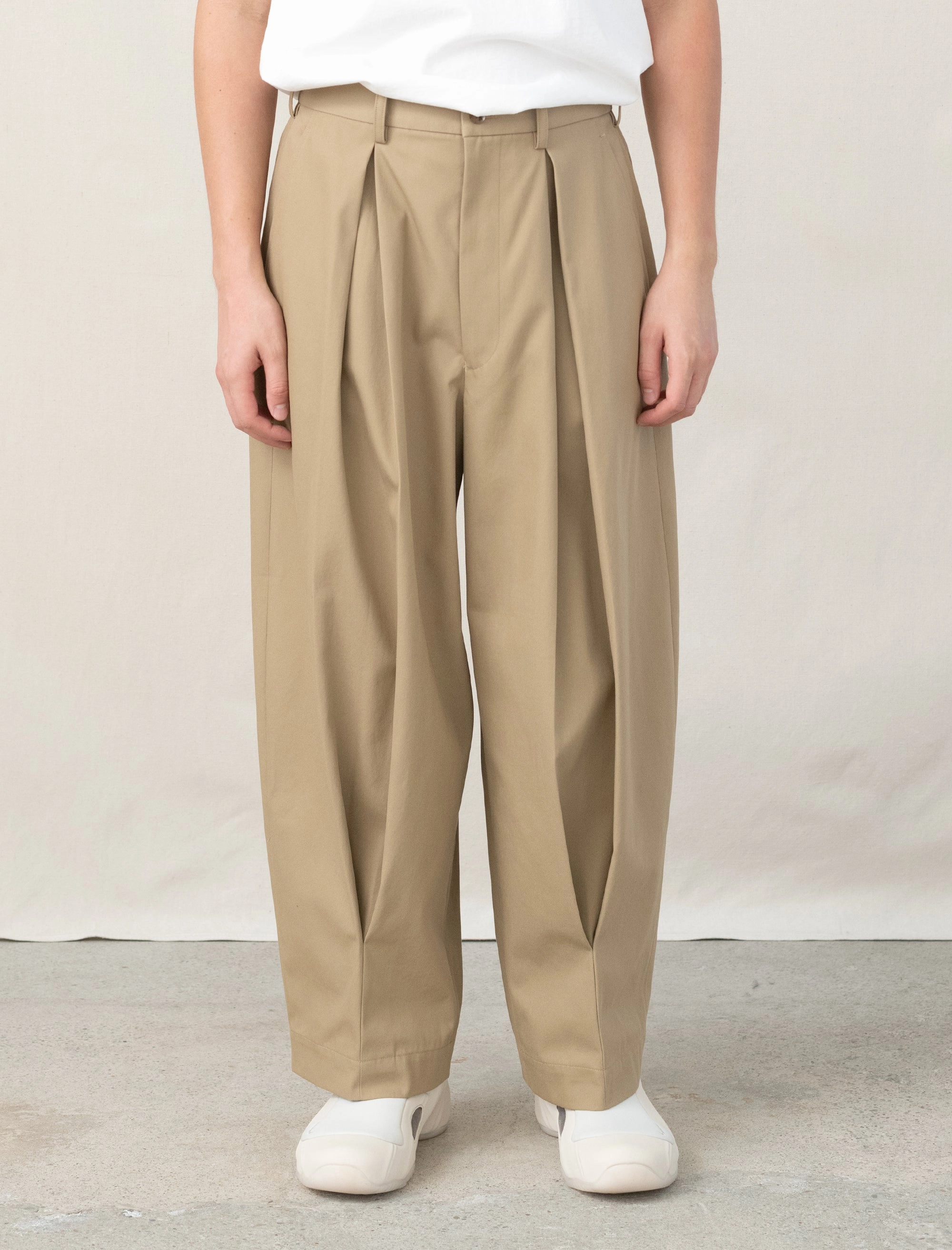 Minimal Vibe Big Pleat Pant (Beige)