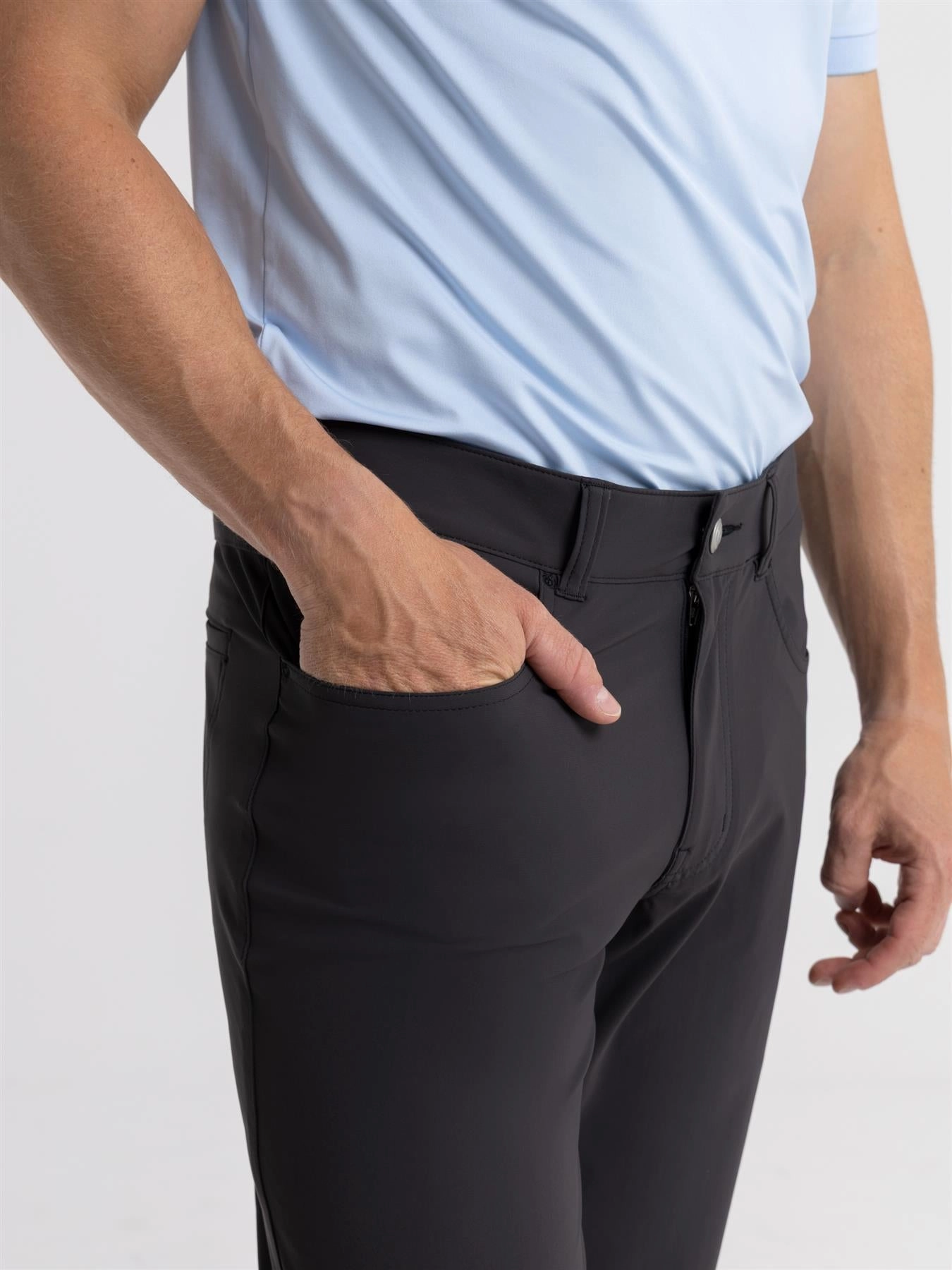 No Iron Zero Waste Manufacturing Bingham Performance Five Pocket Trousers Carbon Black