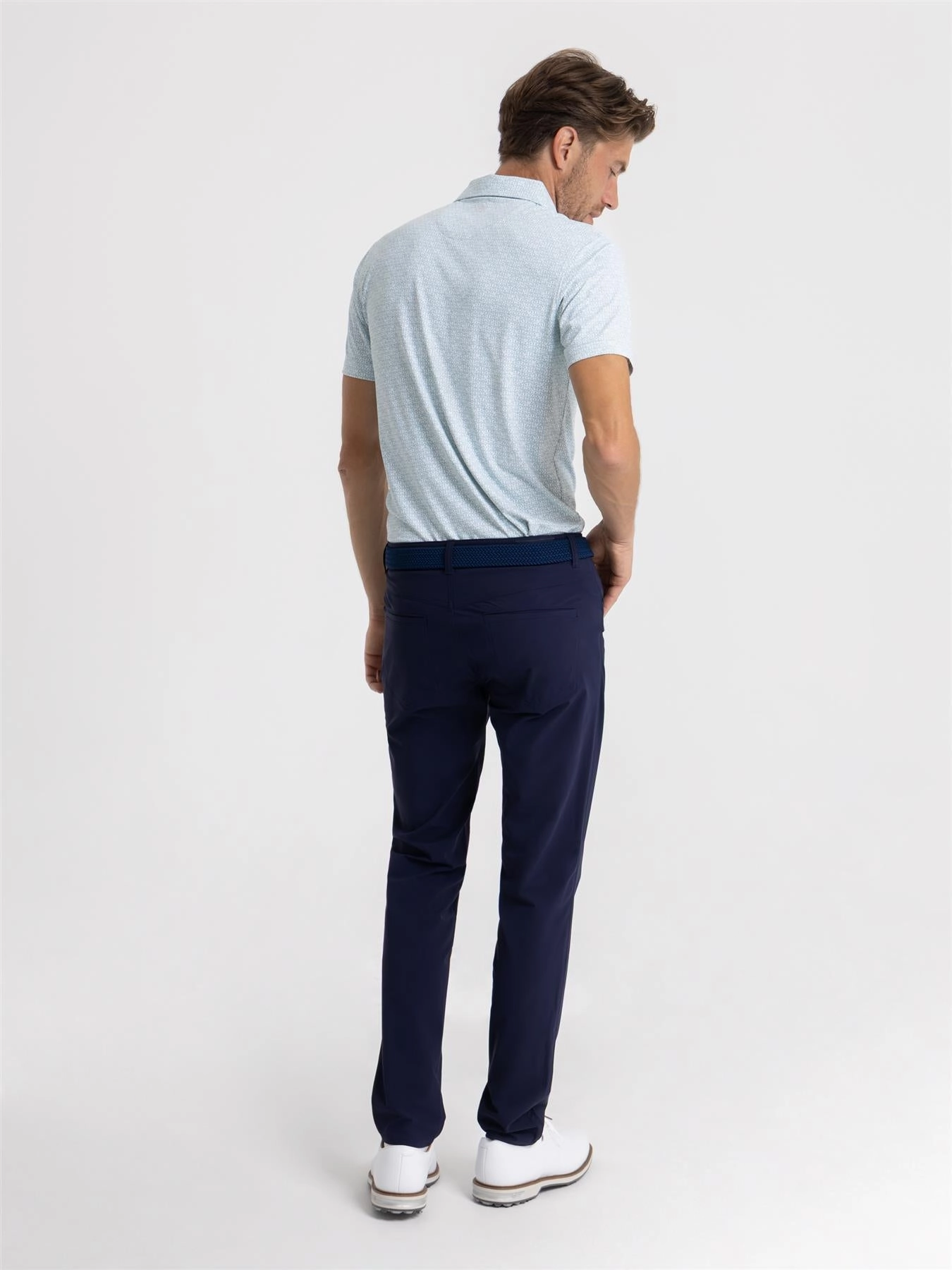 Flexible Waistband Bingham Performance Five Pocket Trousers Navy