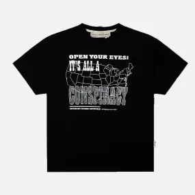 MultiDirectionalFlex CONSPIRACY SHORT SLEEVE TEE - BLACK
