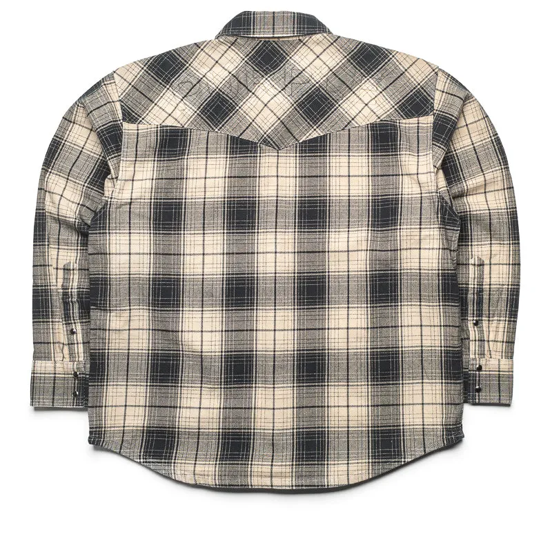 Purple Brand Wordmark Plaid Western Shirt - Brown Advanced Moisture Management Premium Pima Cotton