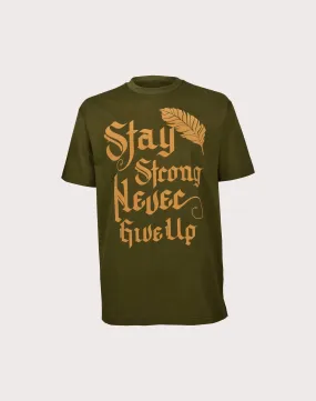 FlatlockSeaming Blac Leaf Stay Strong Olive Tee