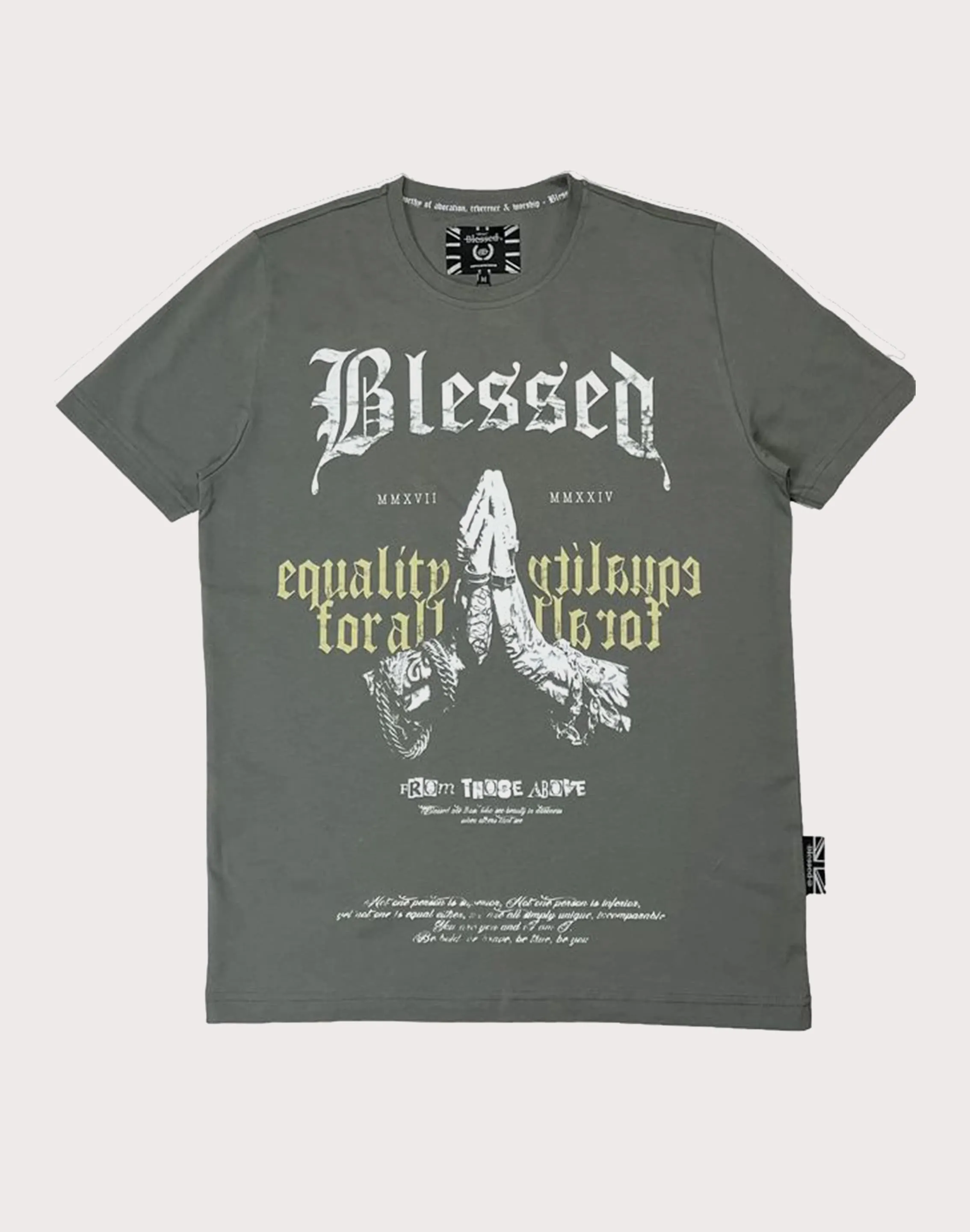 Blessed UK Blessed Equality Acid Grey Tee Global Glow American Ease