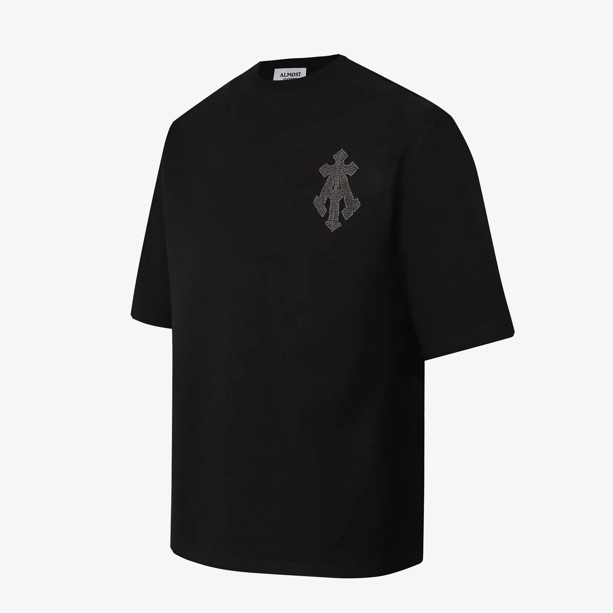 ALMOST GODS | ALMOST GODS TEE IN ZARI EMOBROIDERY { BLACK AirflowOptimized