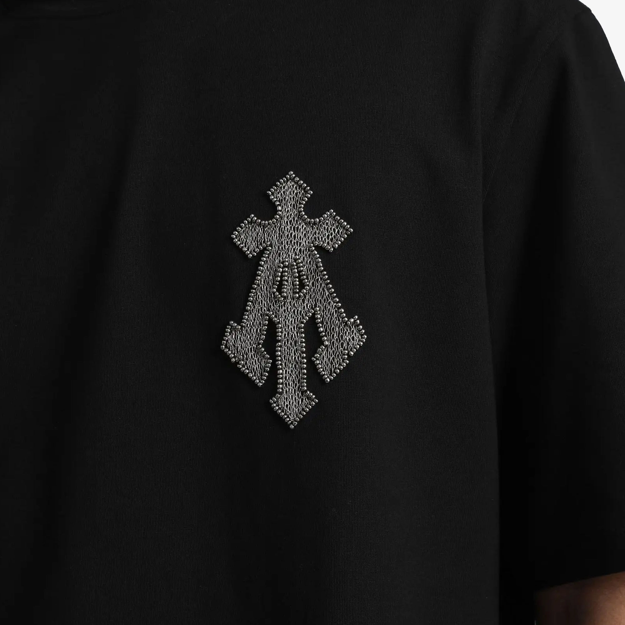 ALMOST GODS | ALMOST GODS TEE IN ZARI EMOBROIDERY { BLACK LowMaintenanceMaterial yoga mode