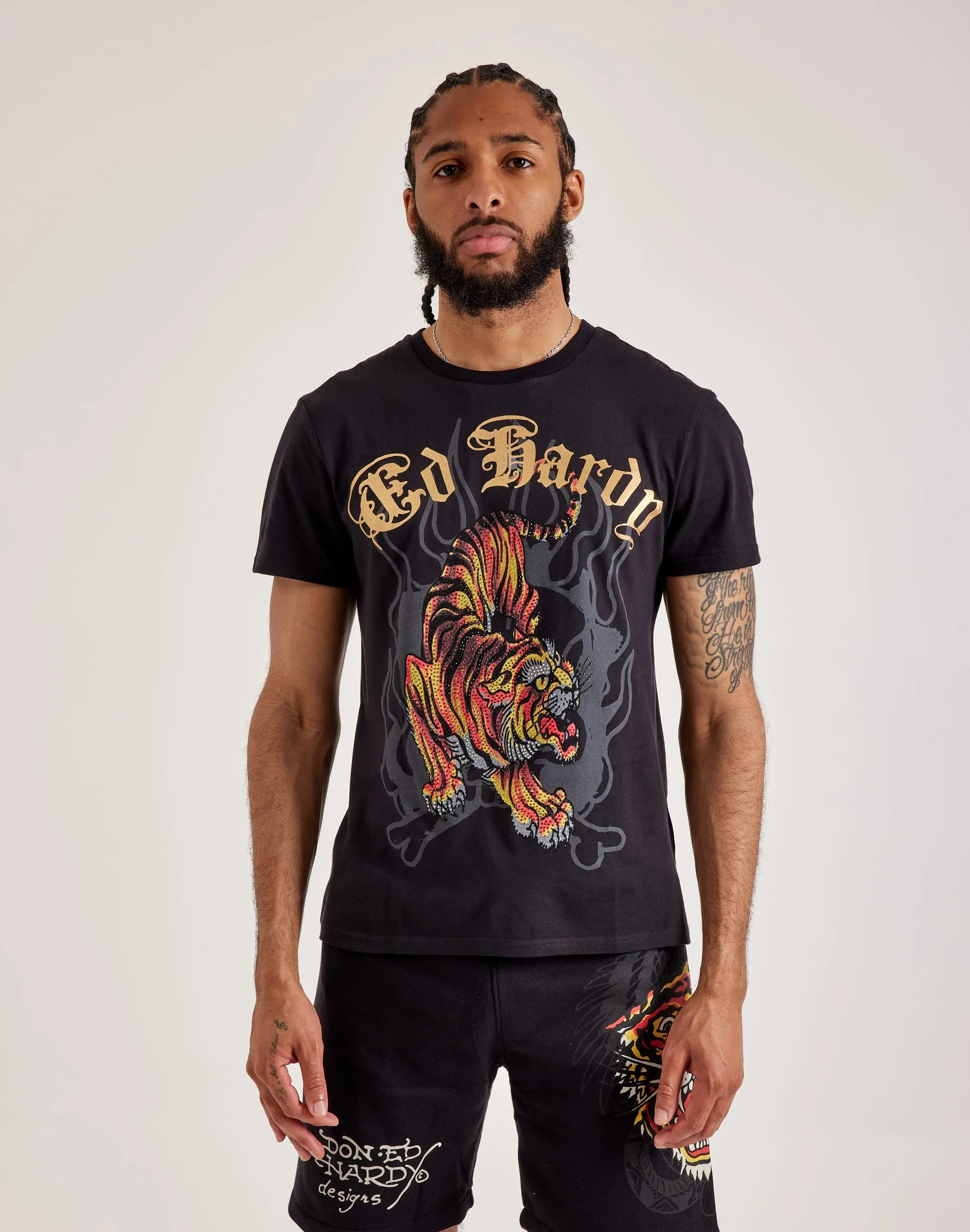 Ed Hardy Crawling Tiger Rhinestone Tee Clear Mind