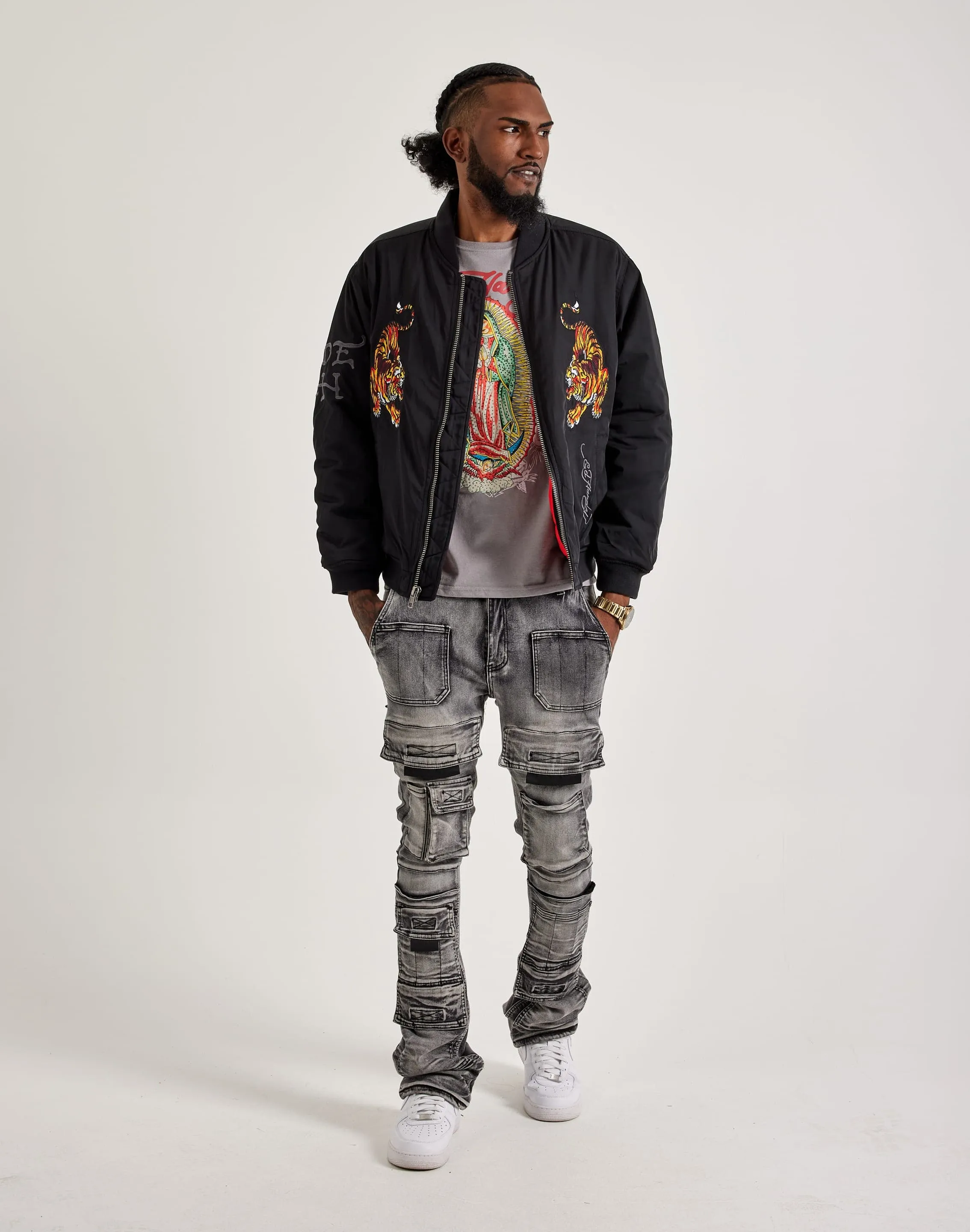 Ed Hardy Tiger Bomber Jacket Sustain Glow