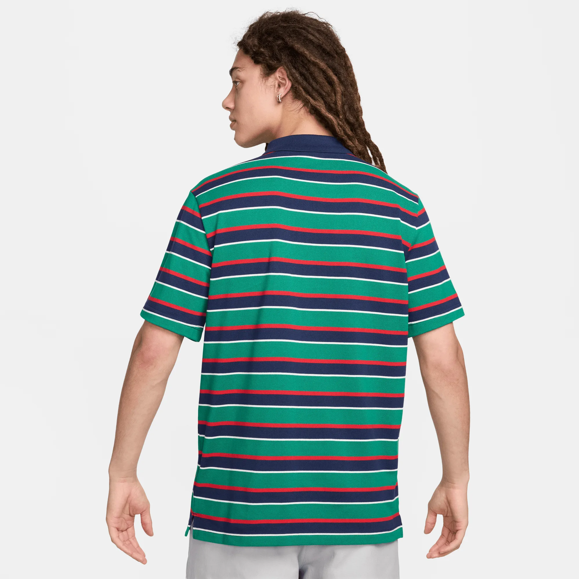 Adjustable Fit Crystal Soul CLUB STRIPED POLO SHIRT- GREEN / NAVY / RED