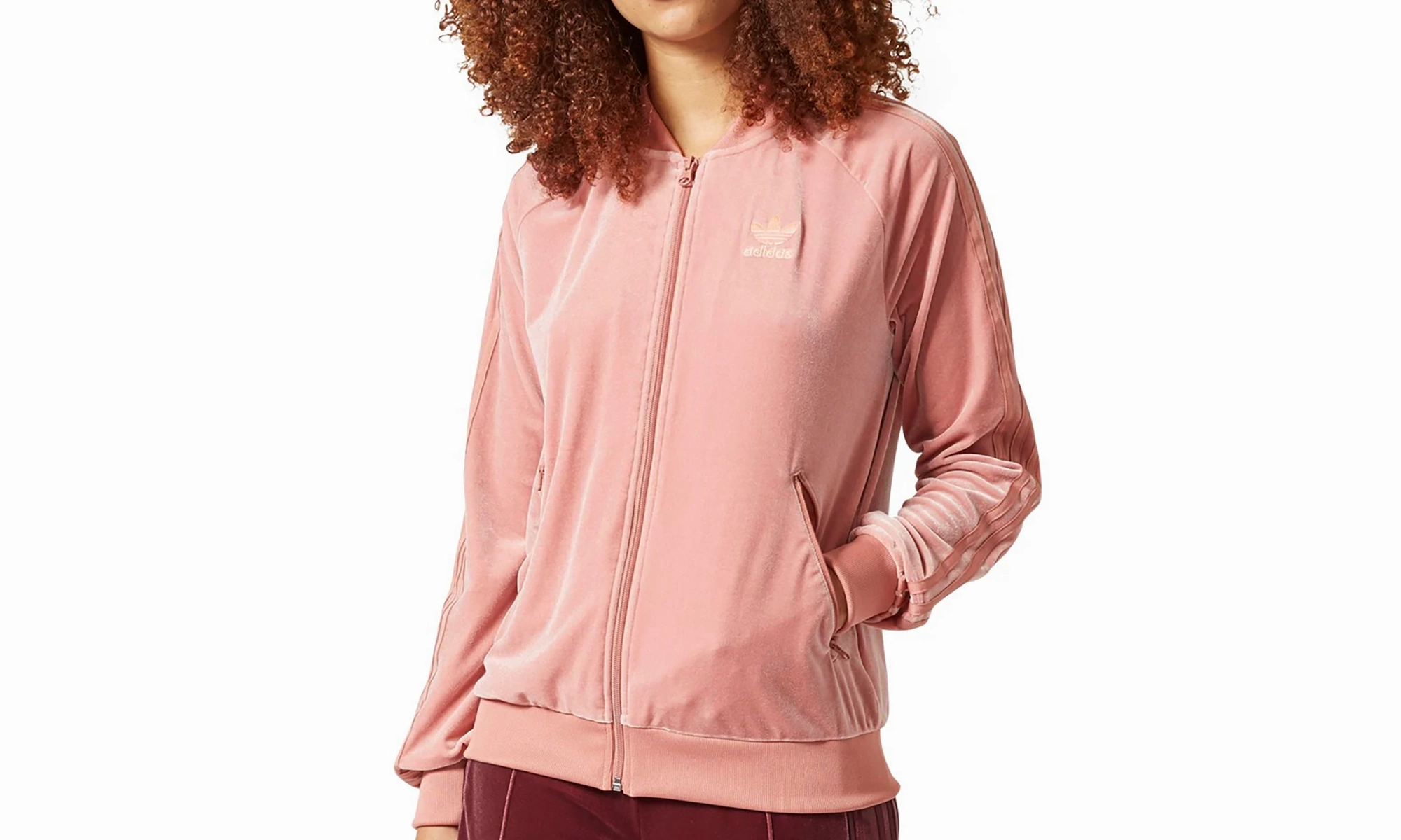 DoubleLayered Collar Velvet Vibes SST Track Jacket "Raw Pink"