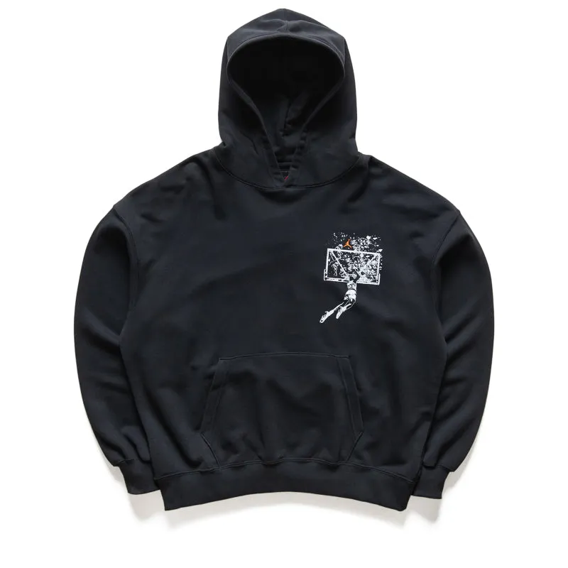 Jordan Oversized Pullover Hoodie - Black/Starfish Half Moon Collar Triple Stitched Seams