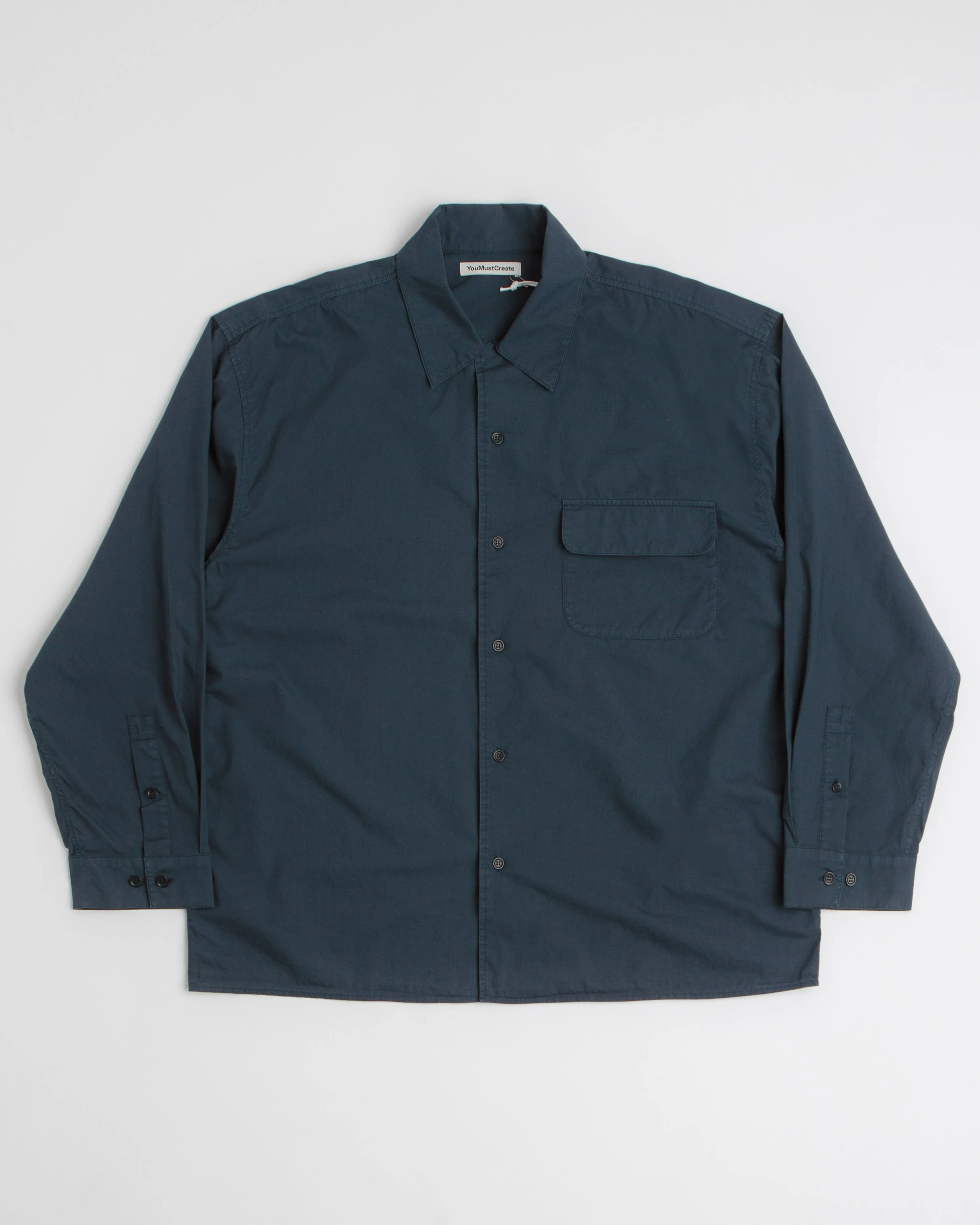 YMC Wray Shirt - Navy Flexible Placket Structure Anti Cling Fabric