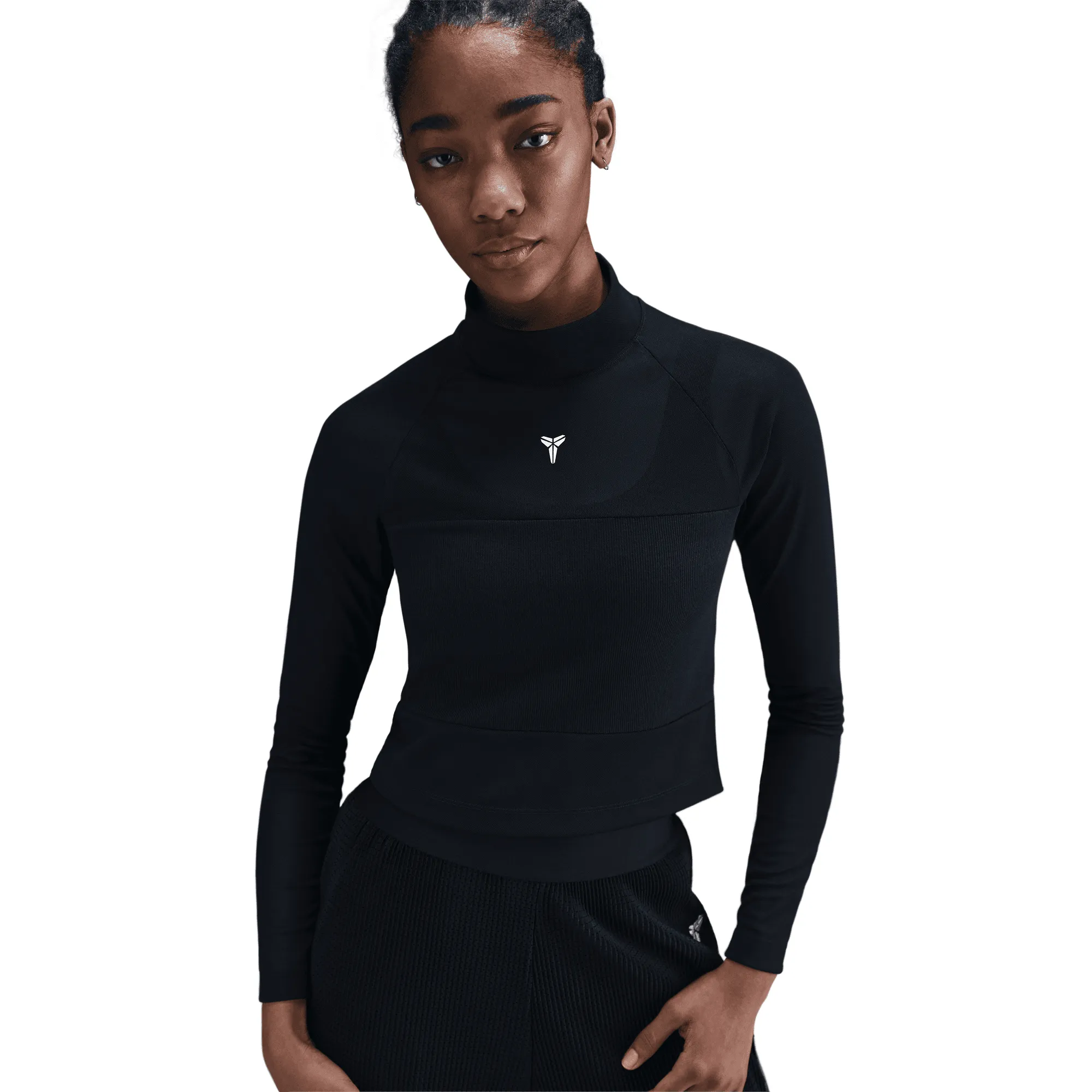 WMNS KOBE DETAILS LS CROP TOP - BLACK Antibacterial Finish